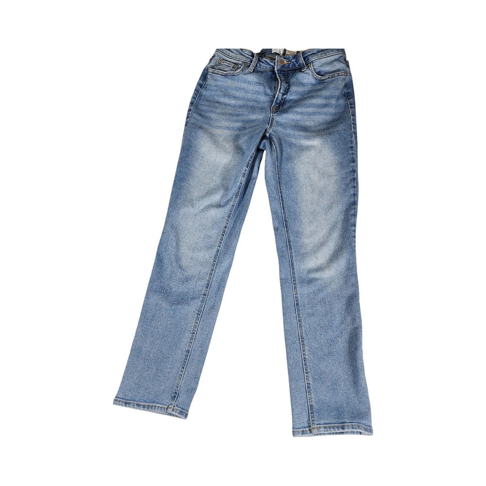 Time‎ and Tru Womens Size 8 Regular Medium Wash Straight Leg Stretch Jeans Blue